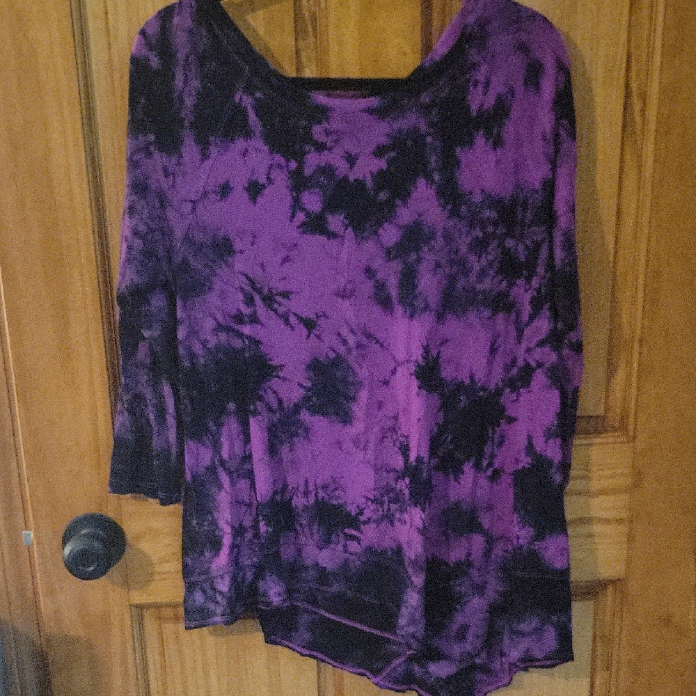 Calvin Klein Collection Purple and Black Long Sleeve Top